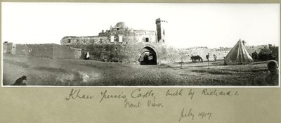 Front view of Khan Yunis Castle, built by Richard I, July 1917 by Capt. Arthur Rhodes